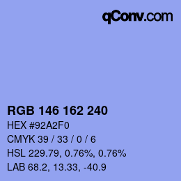 Color code: RGB 146 162 240 | qconv.com
