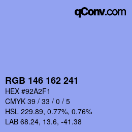 カラーコード: RGB 146 162 241 | qconv.com