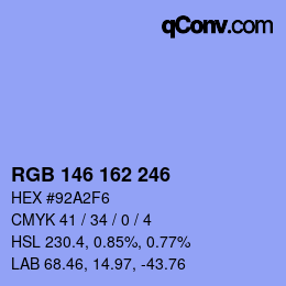 Code couleur: RGB 146 162 246 | qconv.com