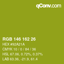 Color code: RGB 146 162 26 | qconv.com