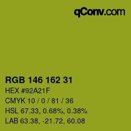 Color code: RGB 146 162 31 | qconv.com