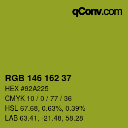 Color code: RGB 146 162 37 | qconv.com