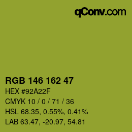 Color code: RGB 146 162 47 | qconv.com