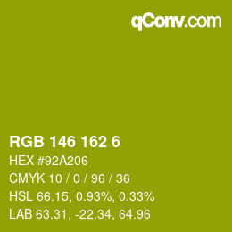Color code: RGB 146 162 6 | qconv.com