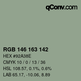 Color code: RGB 146 163 142 | qconv.com