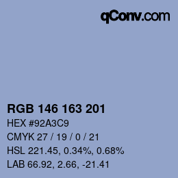 Farbcode: RGB 146 163 201 | qconv.com