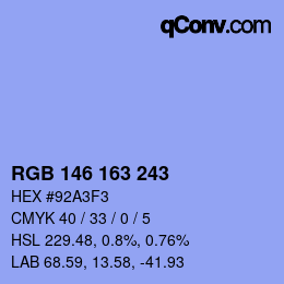 颜色代码: RGB 146 163 243 | qconv.com