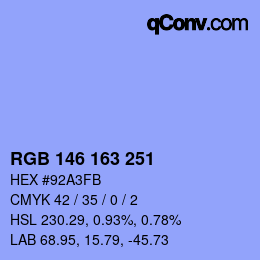 カラーコード: RGB 146 163 251 | qconv.com