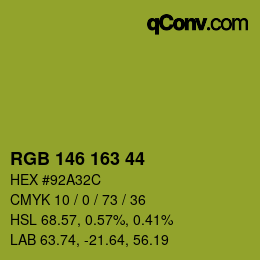 カラーコード: RGB 146 163 44 | qconv.com
