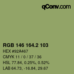 カラーコード: RGB 146 164.2 103 | qconv.com