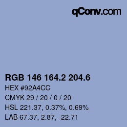 カラーコード: RGB 146 164.2 204.6 | qconv.com