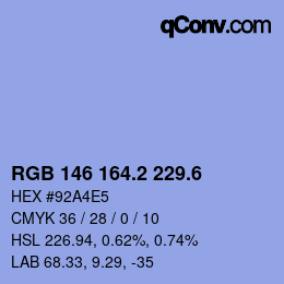 カラーコード: RGB 146 164.2 229.6 | qconv.com