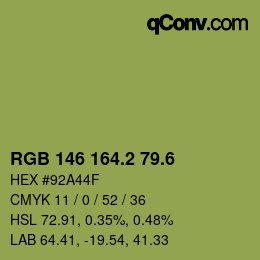 カラーコード: RGB 146 164.2 79.6 | qconv.com