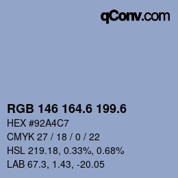 カラーコード: RGB 146 164.6 199.6 | qconv.com