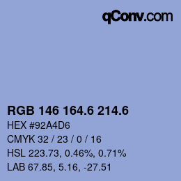 カラーコード: RGB 146 164.6 214.6 | qconv.com