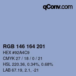 Farbcode: RGB 146 164 201 | qconv.com