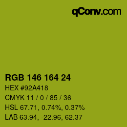 Color code: RGB 146 164 24 | qconv.com