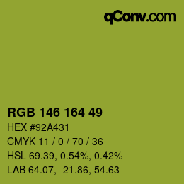 Código de color: RGB 146 164 49 | qconv.com