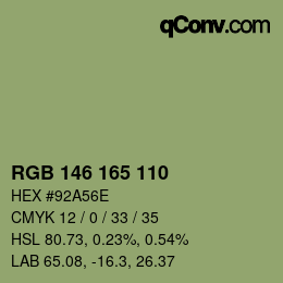 Color code: RGB 146 165 110 | qconv.com