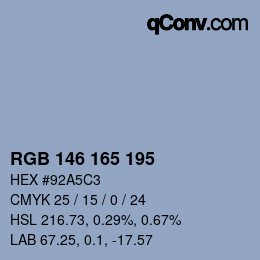 Color code: RGB 146 165 195 | qconv.com