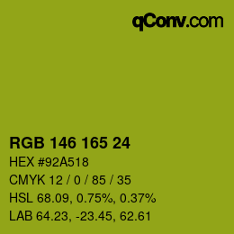 颜色代码: RGB 146 165 24 | qconv.com