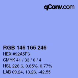 カラーコード: RGB 146 165 246 | qconv.com