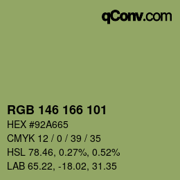 Farbcode: RGB 146 166 101 | qconv.com