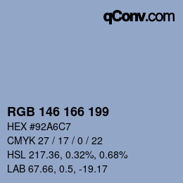 Color code: RGB 146 166 199 | qconv.com