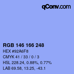 Color code: RGB 146 166 248 | qconv.com