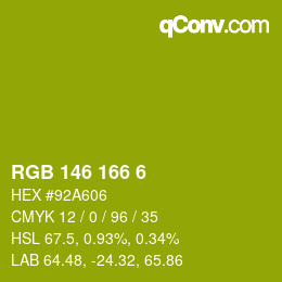 カラーコード: RGB 146 166 6 | qconv.com
