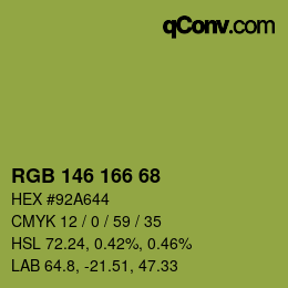 Color code: RGB 146 166 68 | qconv.com
