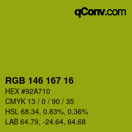 カラーコード: RGB 146 167 16 | qconv.com