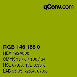 颜色代码: RGB 146 168 0 | qconv.com