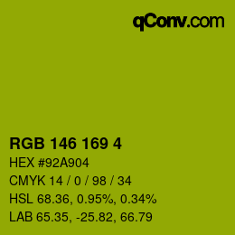 Color code: RGB 146 169 4 | qconv.com
