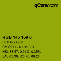 Color code: RGB 146 169 8 | qconv.com