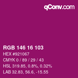 Farbcode: RGB 146 16 103 | qconv.com
