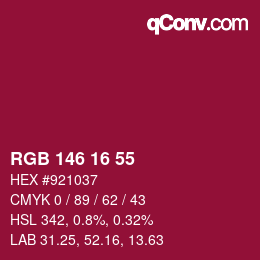 Color code: RGB 146 16 55 | qconv.com