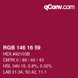 カラーコード: RGB 146 16 59 | qconv.com