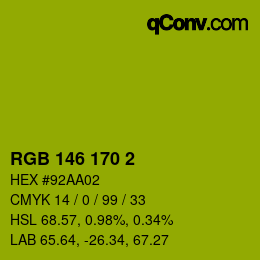 カラーコード: RGB 146 170 2 | qconv.com