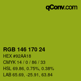 Color code: RGB 146 170 24 | qconv.com