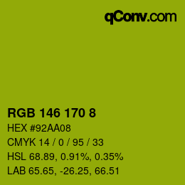 カラーコード: RGB 146 170 8 | qconv.com