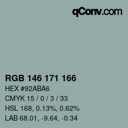 颜色代码: RGB 146 171 166 | qconv.com