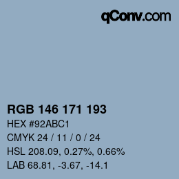 Color code: RGB 146 171 193 | qconv.com