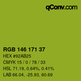 Color code: RGB 146 171 37 | qconv.com