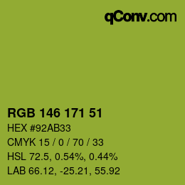 Color code: RGB 146 171 51 | qconv.com