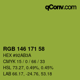 Color code: RGB 146 171 58 | qconv.com