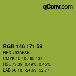 Color code: RGB 146 171 59 | qconv.com