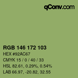 Color code: RGB 146 172 103 | qconv.com