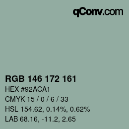 カラーコード: RGB 146 172 161 | qconv.com