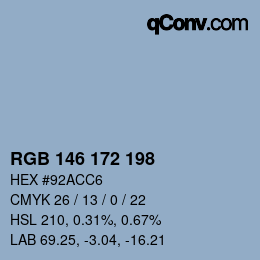 カラーコード: RGB 146 172 198 | qconv.com